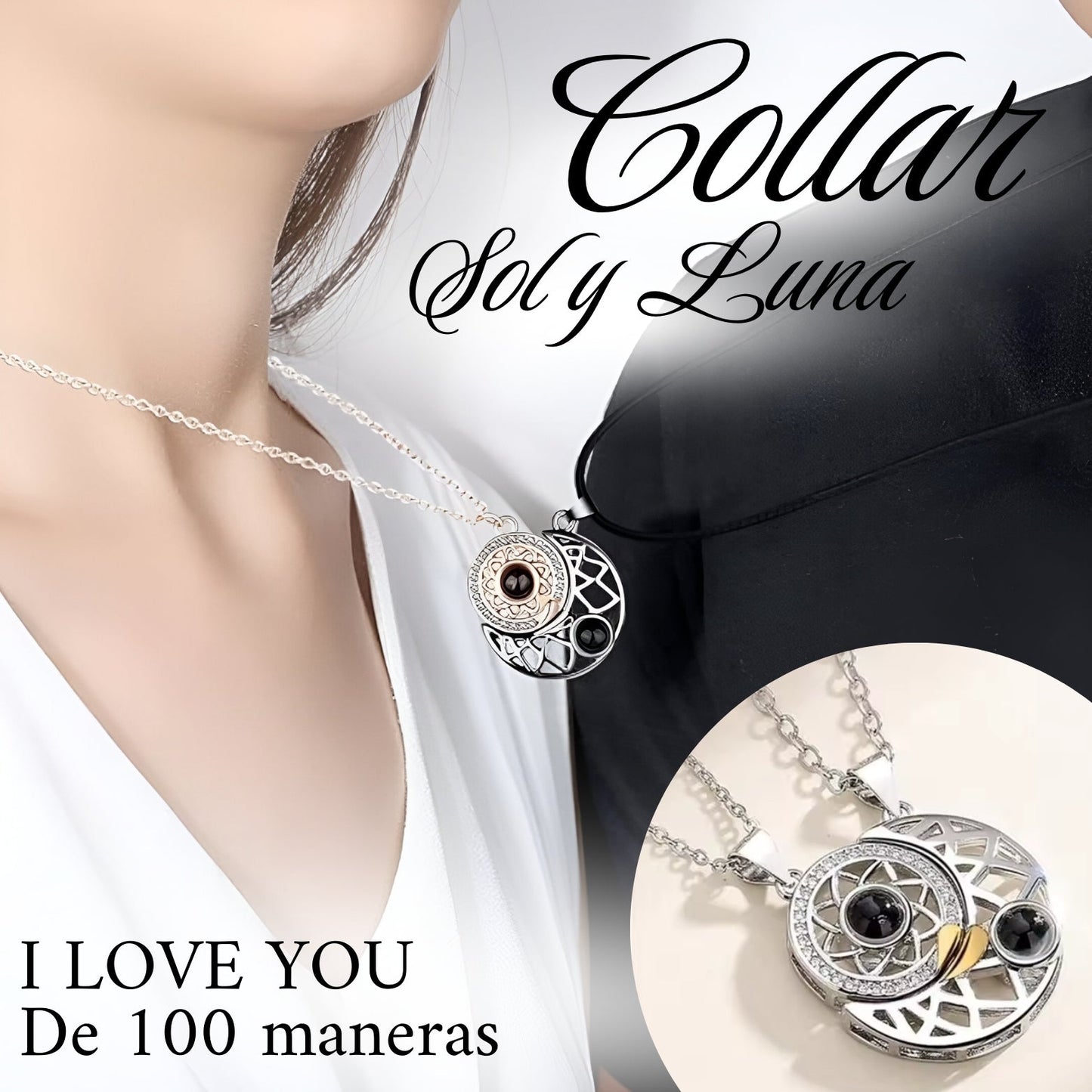 Collar Sol y Luna (100 Maneras De Decir Te Amo)