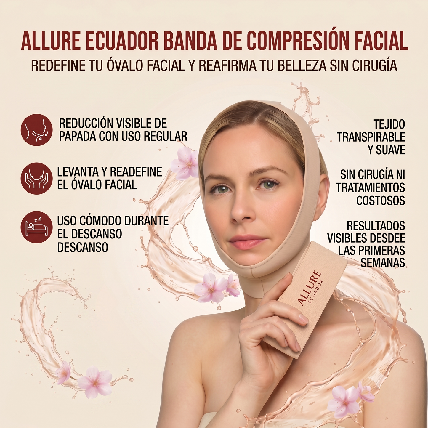2X1 Faja para Papada: Banda de compresion V Shape con Colágeno