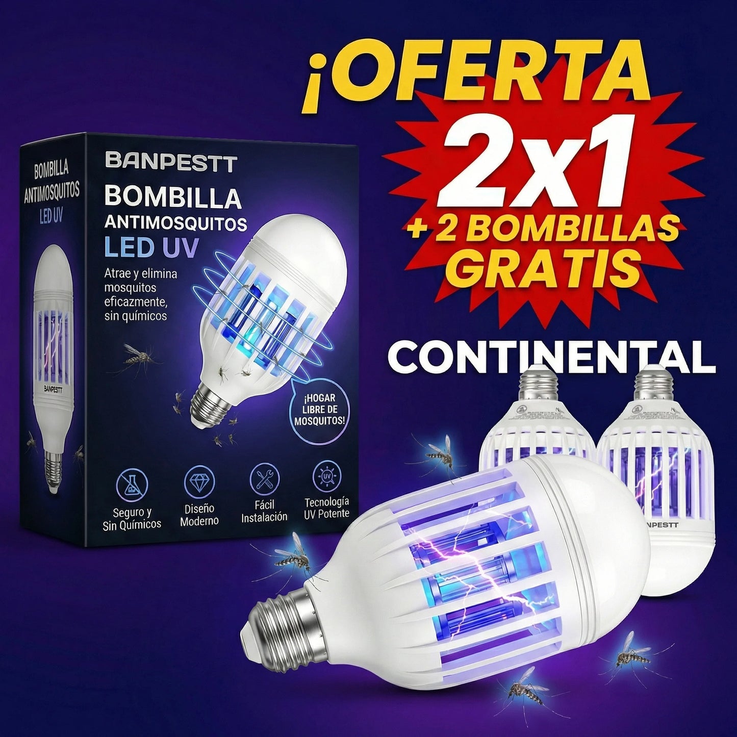 SIN BICHOS | FOCO MATAMOSQUITOS - COMPRA 1 RECIBE 1 GRATIS